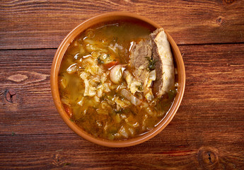 Cabbage soup with meat