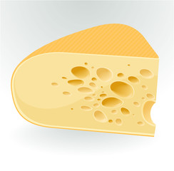 Piece of cheese on white. Vector.