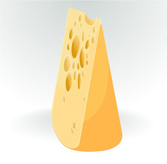 Piece of cheese on white. Vector.