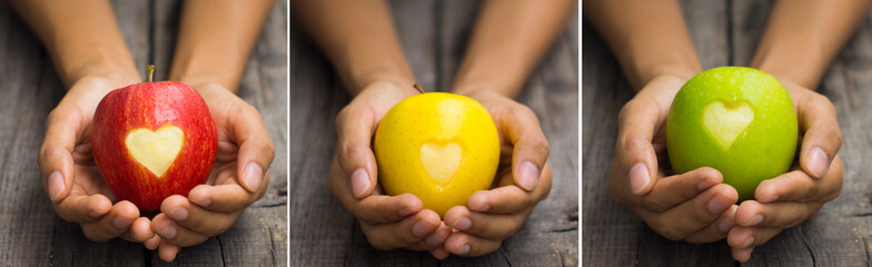 Apples with engraved hearts