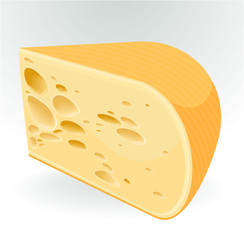 Piece of cheese on white. Vector.