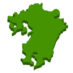 Fototapeta premium 九州 地図 3D