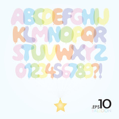 Set of Ballon Vector Alphabet and Numbers Editable