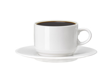 white cup of coffee isolated on white
