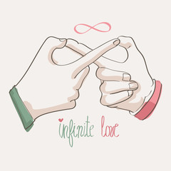 Doodle hands making infinity symbol. Infinite love. - 55485274