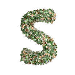 Letter S made from Euro banknotes