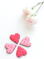 pastel color heart shaped icing cookie