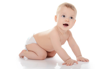 The small baby isolated on white
