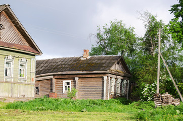Fototapeta na wymiar The wooden house in a countryside