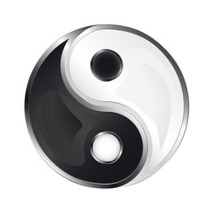 isolated glossy yin and yang icon vector