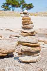 Fototapeta na wymiar Stone pile in the beach