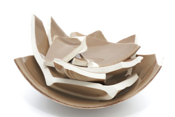 Broken bowl with pieces stacked