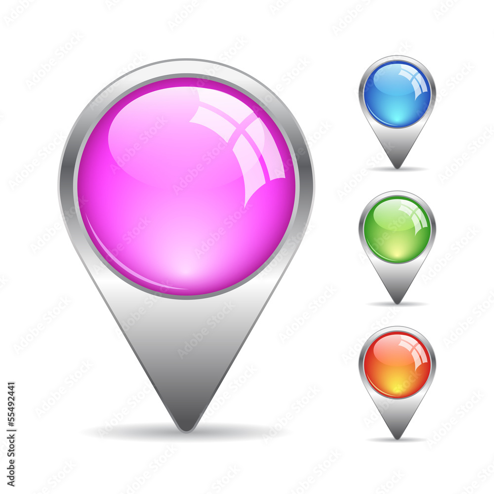 Poster vector pin buttons set