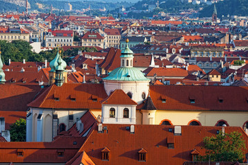 View of the historical districts of Prague 