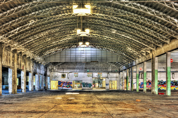 Interior of a derelict warehouse