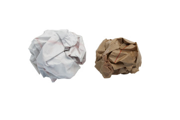 Lump crumpled paper isolate