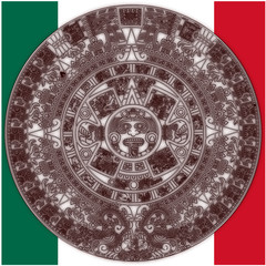 Mexico Aztec calendar archeology treasure flag