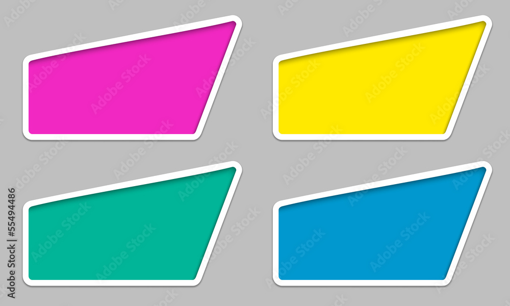 Poster set irregular colored text frames