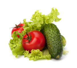 Tomato, cucumber vegetable and lettuce salad