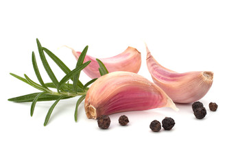 Garlic clove and rosemary leaf