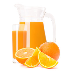 Orange fruit juice in glass jug