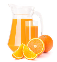 Orange fruit juice in glass jug