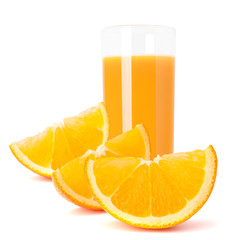 Juice glass and orange fruit
