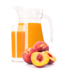 Peach fruit juice in glass jug