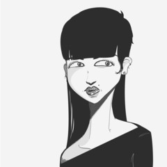 A Woman face in a sketch/ink style