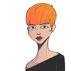 A Woman face in a sketch/ink style