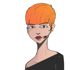 A Woman face in a sketch/ink style