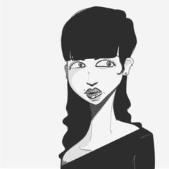 A Woman face in a sketch/ink style