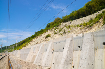Fototapeta premium Strengthening hillside above railway
