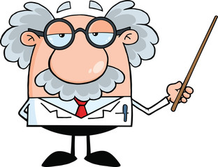 Funny Scientist Or Professor Holding A Pointer