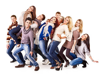 Obraz premium Group people wearing winter clothes.