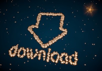 Illustration of a arranged like label made of tiny spheres