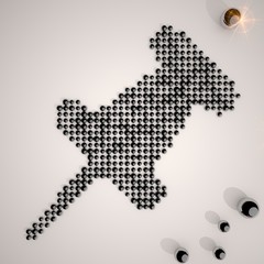 3d graphic of a creative sexy woman symbol made of many spheres