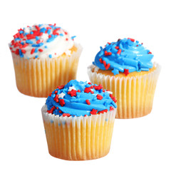 cupcakes with cream. patriotic decorated, isolated
