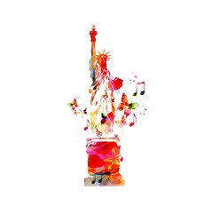Colorful vector Statue of Liberty background with butterflies