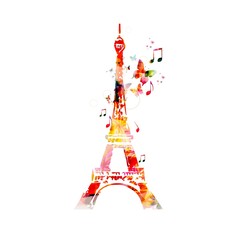Colorful vector Eiffel Tower background with butterflies