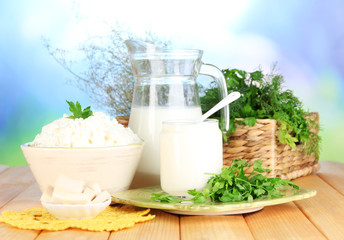 Fresh dairy products with greens