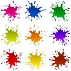 Set of multicolored blots and sparks of a paint; EPS8