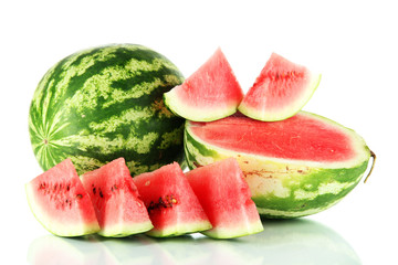Ripe watermelons isolated on white