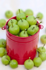 Green apples in the basket
