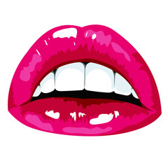 Sexy pink lips, vector illustration