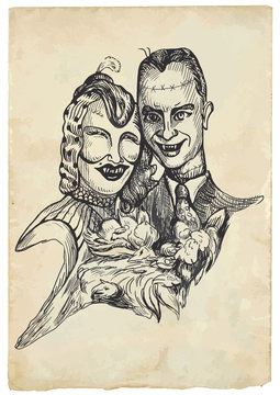 Scary and cute monsters. Zombie lovers.