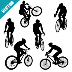Various cycling poses