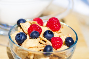 Healthy breakfast with cereals and berrys