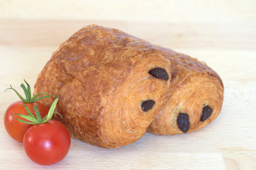 French chocolatine on  cutting board