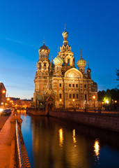 Fototapeta na wymiar Church of the Savior on blood at night, St Petersburg, Russia